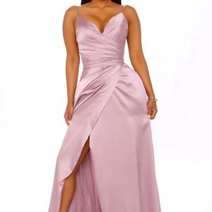 Elegant Evening Satin Maxi Gown - Mauve